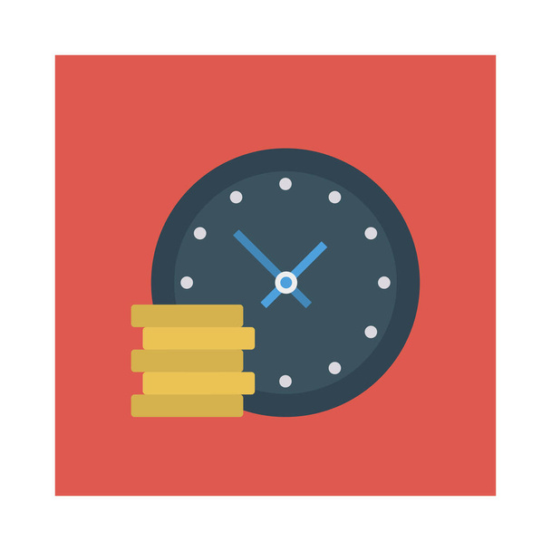 clock with coins flat style icon, vector illustration, deadline concept  - Vecteur, image