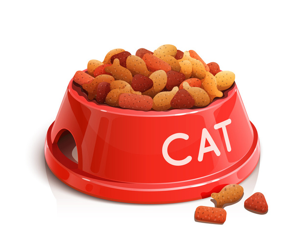 bowl with cat feed - Вектор,изображение