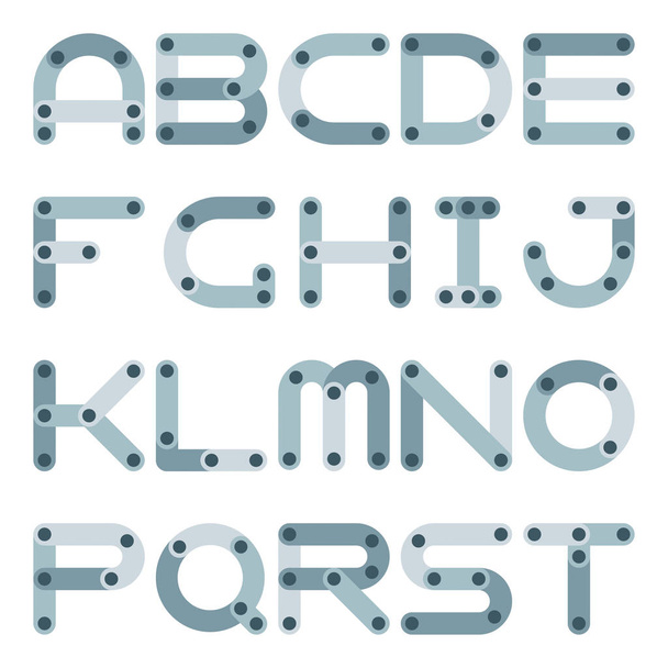 Vector flat alphabet in building kit style. - Διάνυσμα, εικόνα