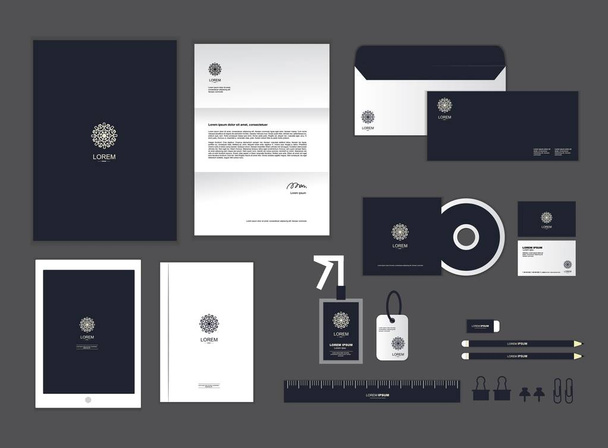 modelo de identidade corporativa para o seu negócio inclui CD Cover, cartão de visita, pasta, régua, Envelope and Letter Head Designs H
 - Vetor, Imagem