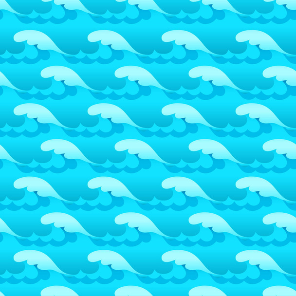Blue water waves seamless vector texture or pattern - Вектор, зображення