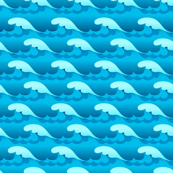 Blue water waves with splashes seamless vector texture or pattern - Vector, afbeelding