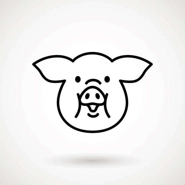 Pig line icon. logo Piglet face with smile in outline style. Icon of Cartoon pig head with smile. Chinese New Year 2019. Zodiac. Chinese traditional Design, decoration Vector illustration - Vektori, kuva