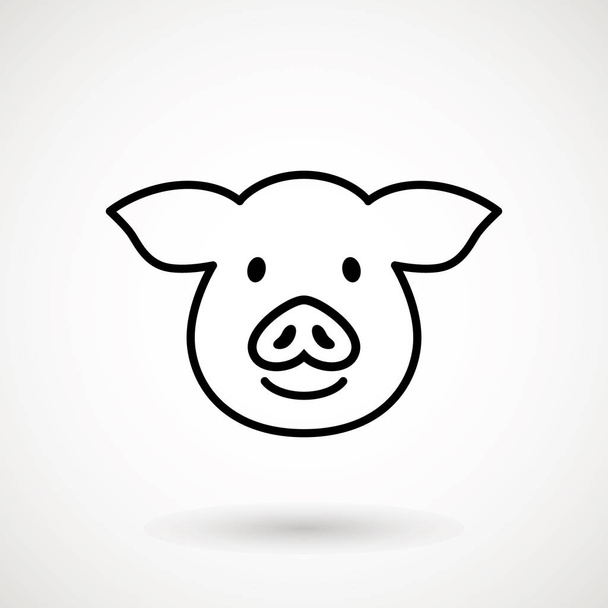 Pig line icon. logo Piglet face with smile in outline style. Icon of Cartoon pig head with smile. Chinese New Year 2019. Zodiac. Chinese traditional Design, decoration Vector illustration - Vector, Imagen