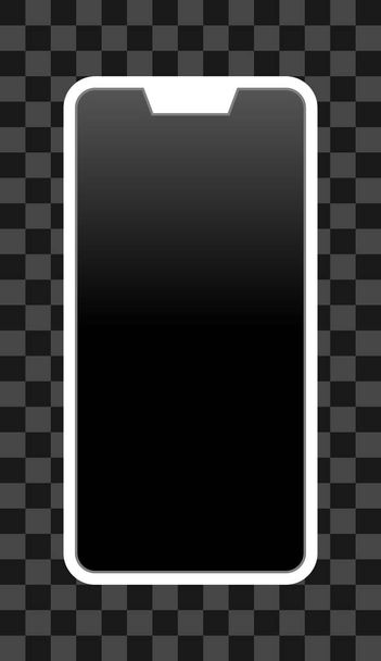Smartphone icon - white  with turned off black gradient screen with notch, bezel-less, isolated - vector illustration - Vektor, obrázek