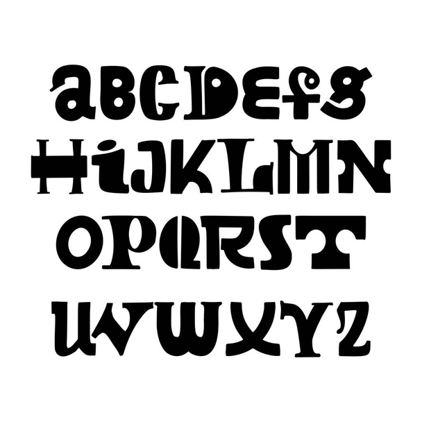 Lettering handmade font. Decorative alphabet black color for the design of posters, write postcards and slogans, playful style - Vecteur, image