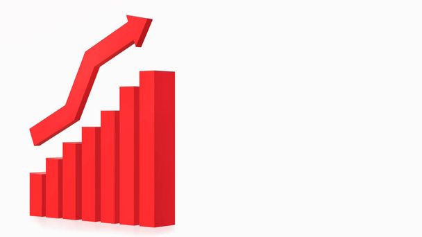 The  3D red arrow chart for business content design. - Photo, Image