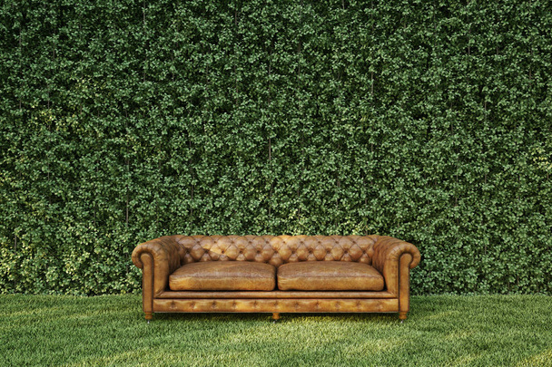 Класичний диван у саду. 3D ілюстрація
 - Фото, зображення