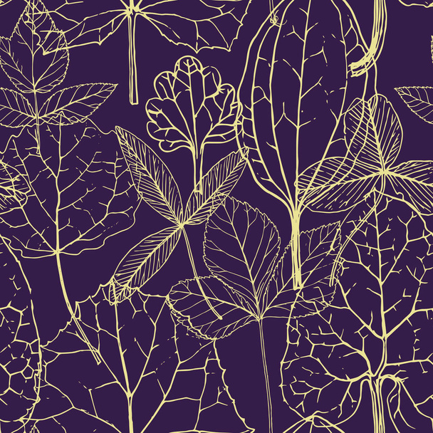 Бесшовный векторный рисунок с листьями - Вектор,изображение