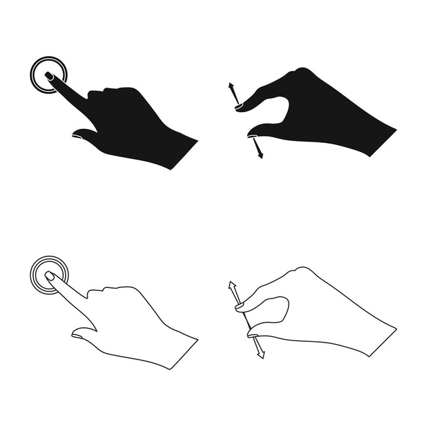 Vector illustration of touchscreen and hand sign. Set of touchscreen and touch vector icon for stock. - Vector, afbeelding