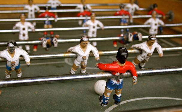 Close view of tiny figures of table football - Photo, Image