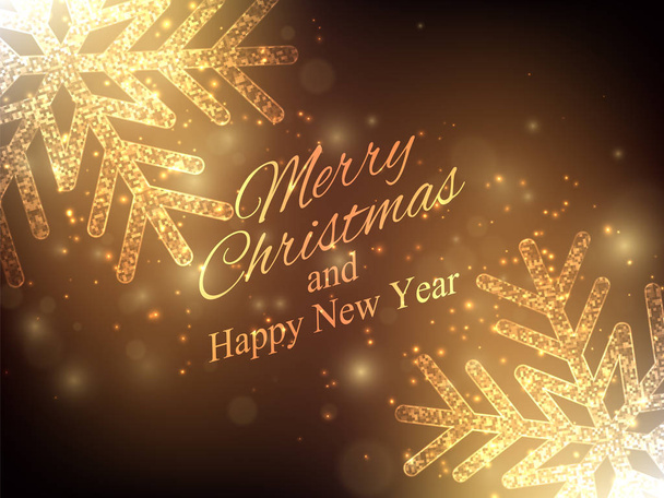 Christmas, New Year background. Gold glitter snowflakes. Vector background EPS10 - Vetor, Imagem
