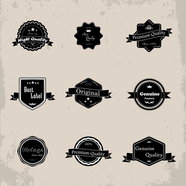 Collection of Premium Quality and Guarantee Labels with retro design - Vector, Image