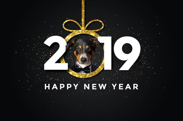 Happy new year 2019 with a Dog  - Photo, Image