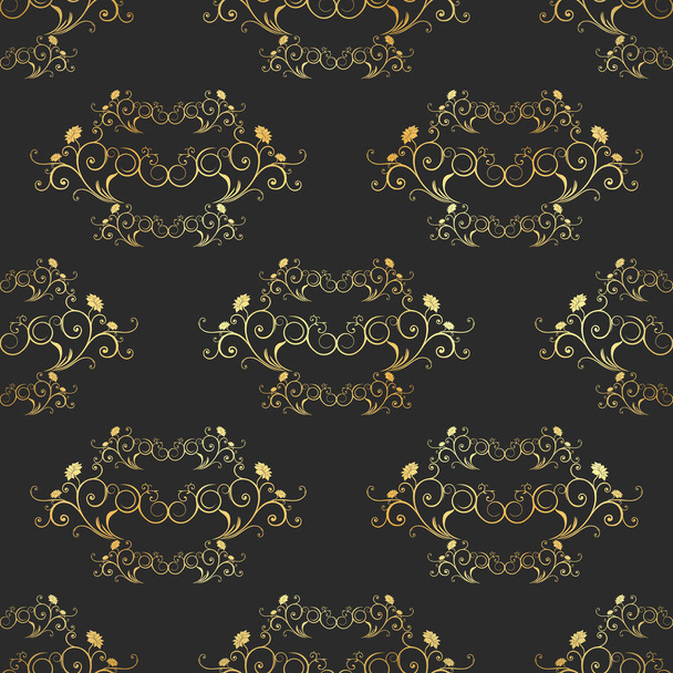Damask seamless pattern. Fine vector traditional ornament with oriental golden elements - Vector, Image