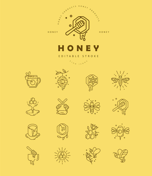 Vector icon and logo honey. Editable outline stroke size - Vector, Image