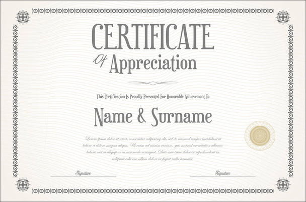 Элегантный сертификат или диплом ретро винтажный дизайн
 - Вектор,изображение