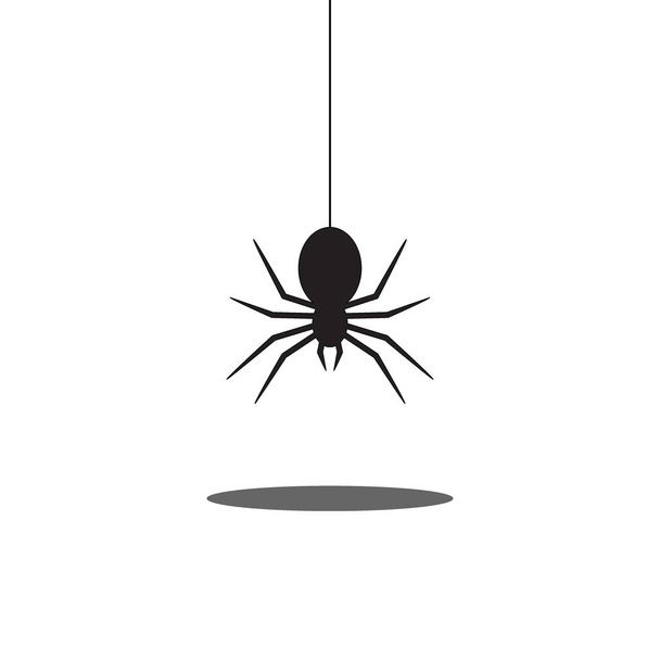 Spider hanging on the cobweb thread. Vector illustration. - Vector, Image