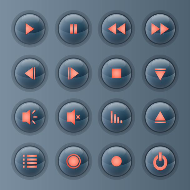 Vector set of media player icons. - Вектор, зображення