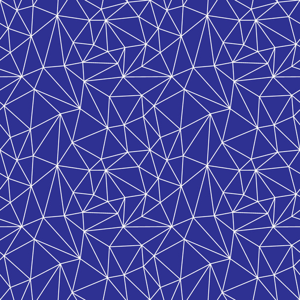 abstrakte geometrische nahtlose Muster. Spinnennetz. Spinnweben. Netto. Netzwerk. nahtlose Dreiecke. weiße gebrochene Linien auf blauem Hintergrund. Vektorillustration. - Vektor, Bild