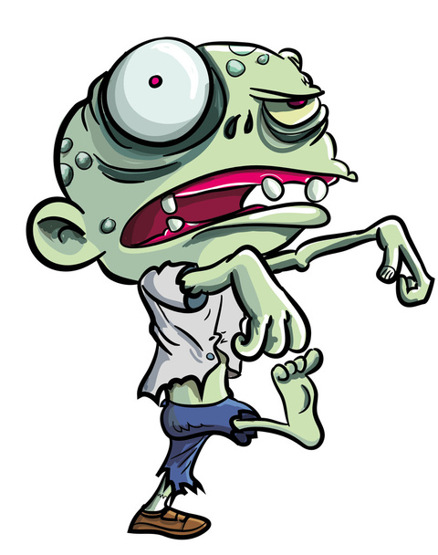 Cartoon illustration of cute green zombie - Vector, Image