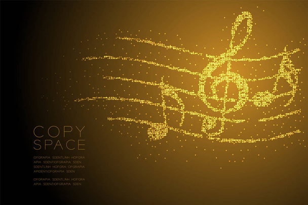 Анотація Геометричний колір Боке точковий візерунок Піксельний візерунок Музична записка з лінійним персоналом концепція дизайну золотого кольору ілюстрація ізольована на коричневому градієнтному фоні з пробілом для копіювання, векторні eps 10
 - Вектор, зображення