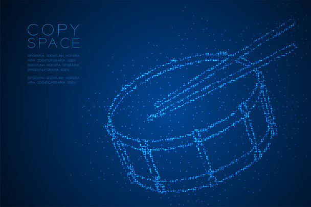 Реферат Геометрические Bokeh круг точка пиксельный узор Малый барабан с барабанной палкой формы, музыкальная концепция дизайн синий цвет иллюстрации изолированы на синем градиентном фоне с копированием пространства, вектор
 - Вектор,изображение