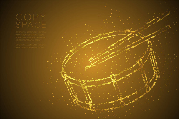 抽象的な幾何学的ボケ サークル ドット ピクセル パターン スネアドラム バチの形をした、音楽概念デザイン黄金色コピー スペース、ベクトル eps 10 と茶色のグラデーションの背景に分離されたの図 - ベクター画像