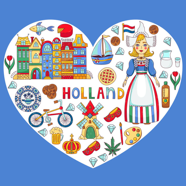 Ολλανδία Ολλανδία σύμβολα εικόνες set - Διάνυσμα, εικόνα