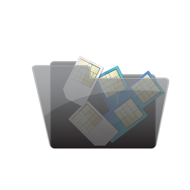 ciemny folder z karty sim - Wektor, obraz