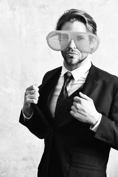 Funny manager in elegant black business suit - Fotó, kép