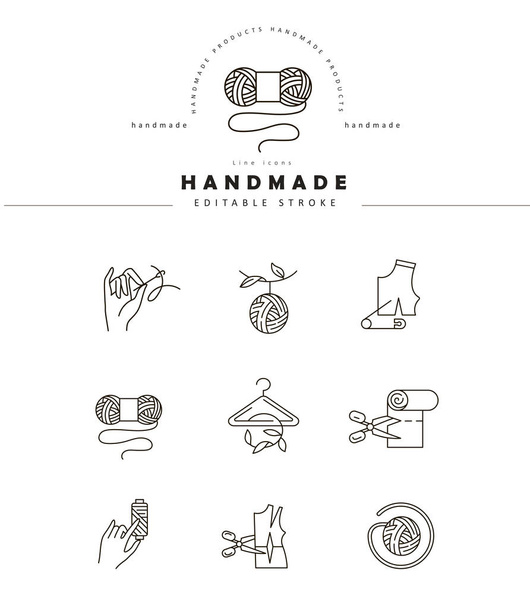 Vector icon and logo sewing and handmade. Editable outline stroke - Vector, Image