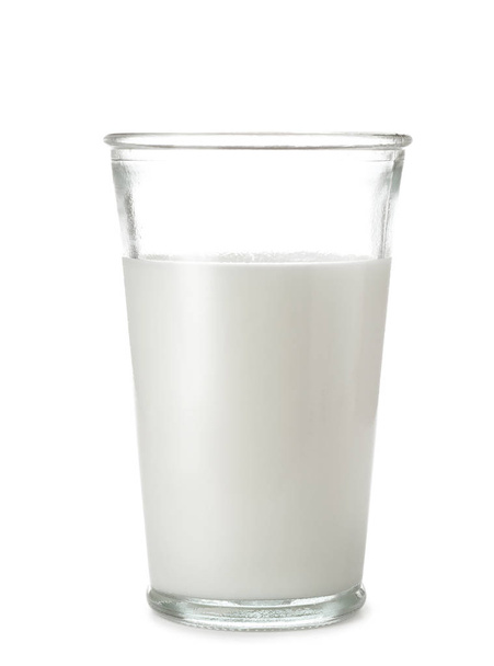 Glass with fresh milk isolated on white - Fotoğraf, Görsel