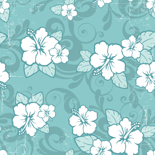 Seamless ibiscus vintage - Vector, Image