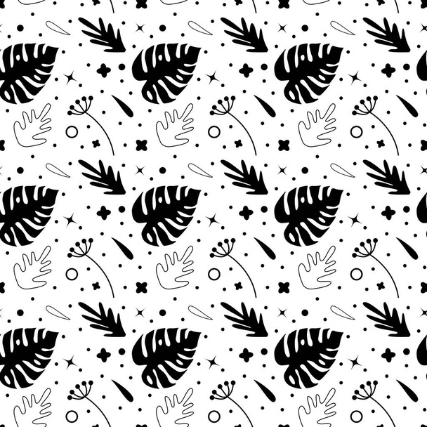 nahtloses Muster mit Blüten, Palmzweigen, Blättern. kreative florale Textur. ideal für Stoff, Textilvektorillustration - Vektor, Bild