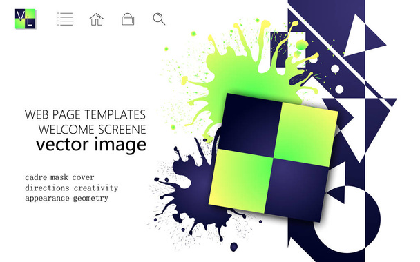 Web page templates welcome screene white background horizontal orientation - Vector, Image