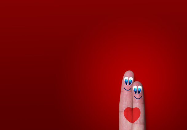 cute couple of fingers connected by a heart - Photo, image