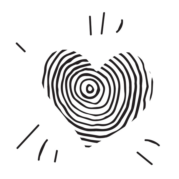 Doodle εικονίδιο καρδιάς που απομονώνονται σε λευκό φόντο. Vector εικονογράφηση του χέρι συρμένο σκιαγραφημένο αγάπη συμβόλου ή σημείου γάμου - Διάνυσμα, εικόνα