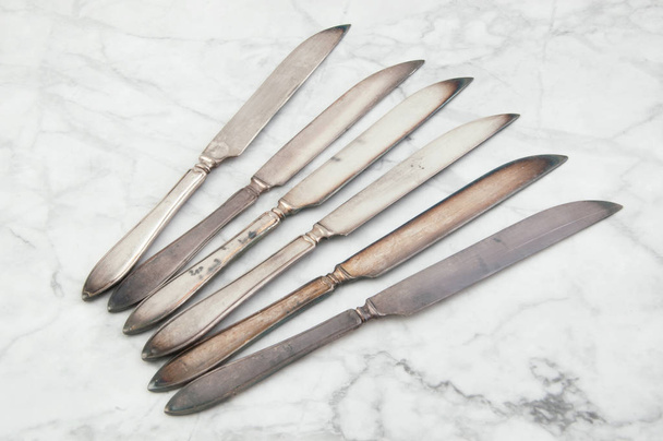 Six vintage knives. Copy space for text. - Photo, image