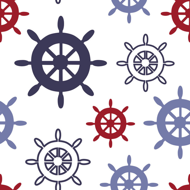 Vector seamless pattern with rasberry red, blue and purple wheel on white background. - Vettoriali, immagini