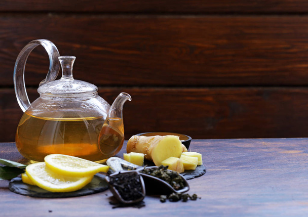 Set čaj se zázvorem, citronem a medem - Fotografie, Obrázek