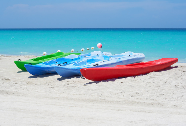 Group of kayaks in a beach - Фото, изображение