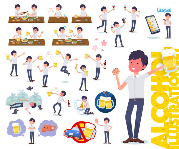 A set of businessman related to alcohol.There is a lively appearance and action that expresses failure about alcohol.It's vector art so it's easy to edit. - Vector, Image