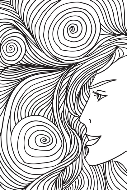 Abstract sketch of woman face. Vector illustration. - Vektori, kuva