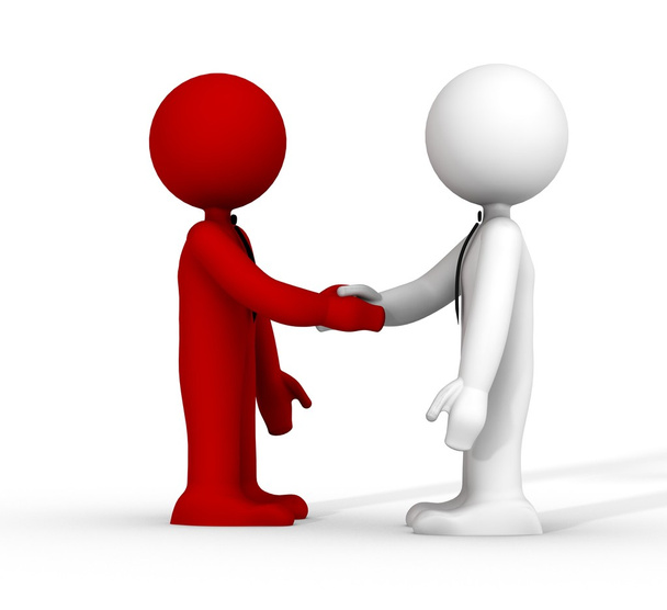3D-handshake rood en wit - Foto, afbeelding