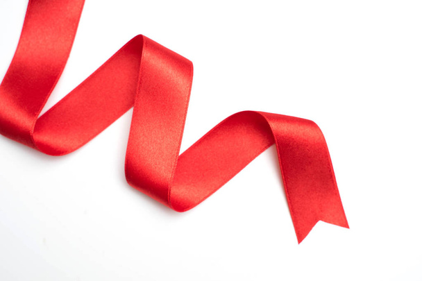 Red ribbon border isolated on white background - 写真・画像