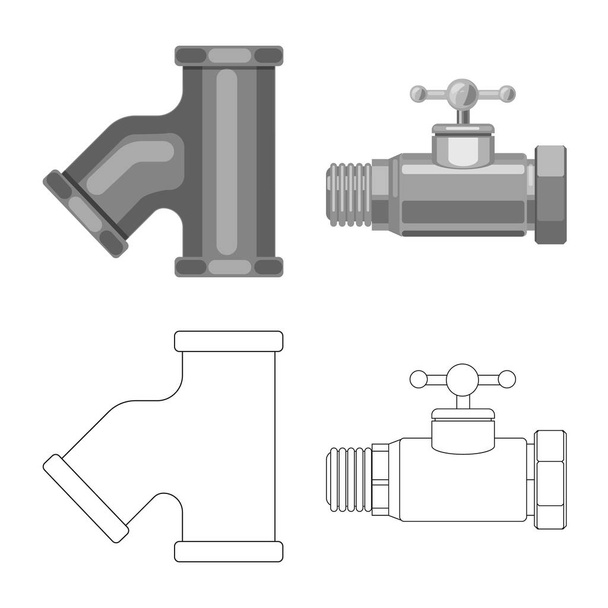 Isolated object of pipe and tube sign. Set of pipe and pipeline vector icon for stock. - ベクター画像
