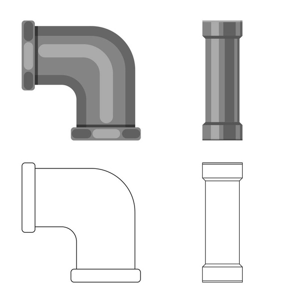 Isolated object of pipe and tube icon. Set of pipe and pipeline vector icon for stock. - Vecteur, image