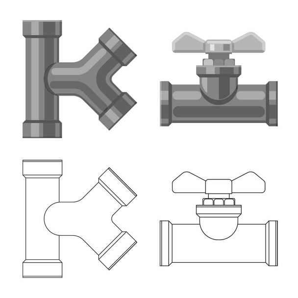 Vector illustration of pipe and tube logo. Set of pipe and pipeline vector icon for stock. - Vector, imagen