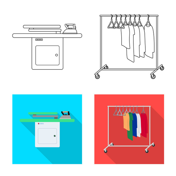 Vector illustration of laundry and clean icon. Collection of laundry and clothes stock symbol for web. - Вектор,изображение